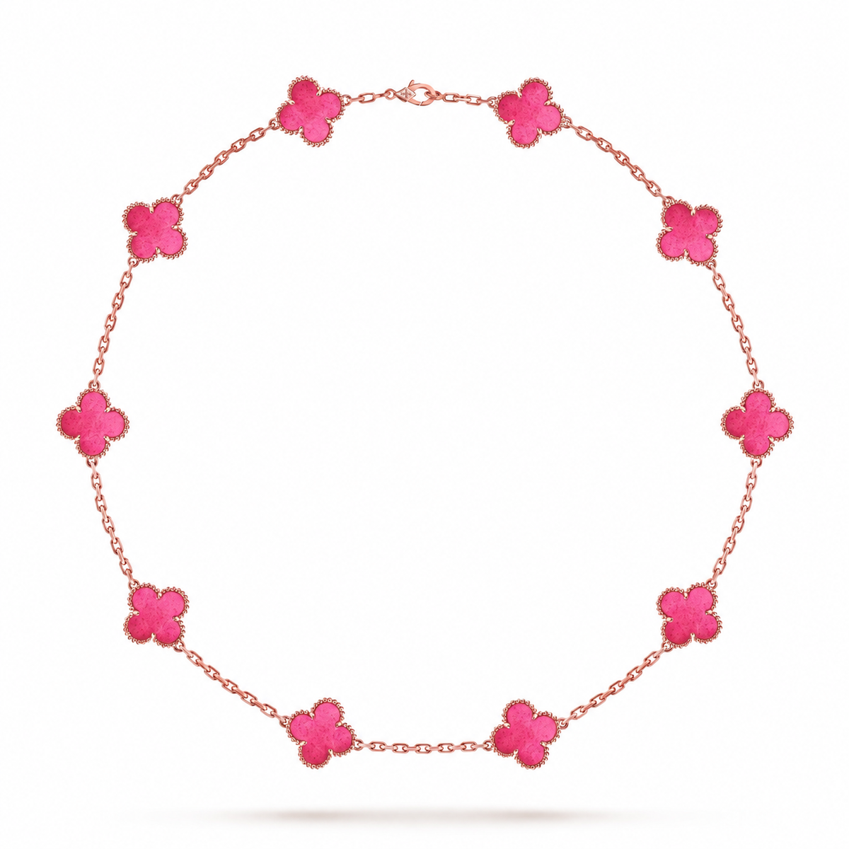 [MIRA] NEW CLOVER 10 MOTIFS PINK ENAMEL NECKLACE