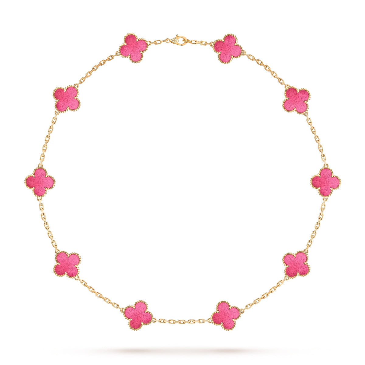 [MIRA] NEW CLOVER 10 MOTIFS PINK ENAMEL NECKLACE