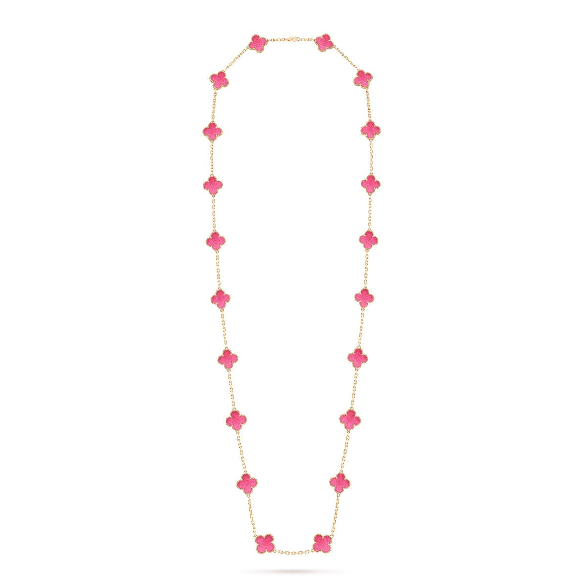 [MIRA] NEW CLOVER 20 MOTIFS PINK ENAMEL NECKLACE