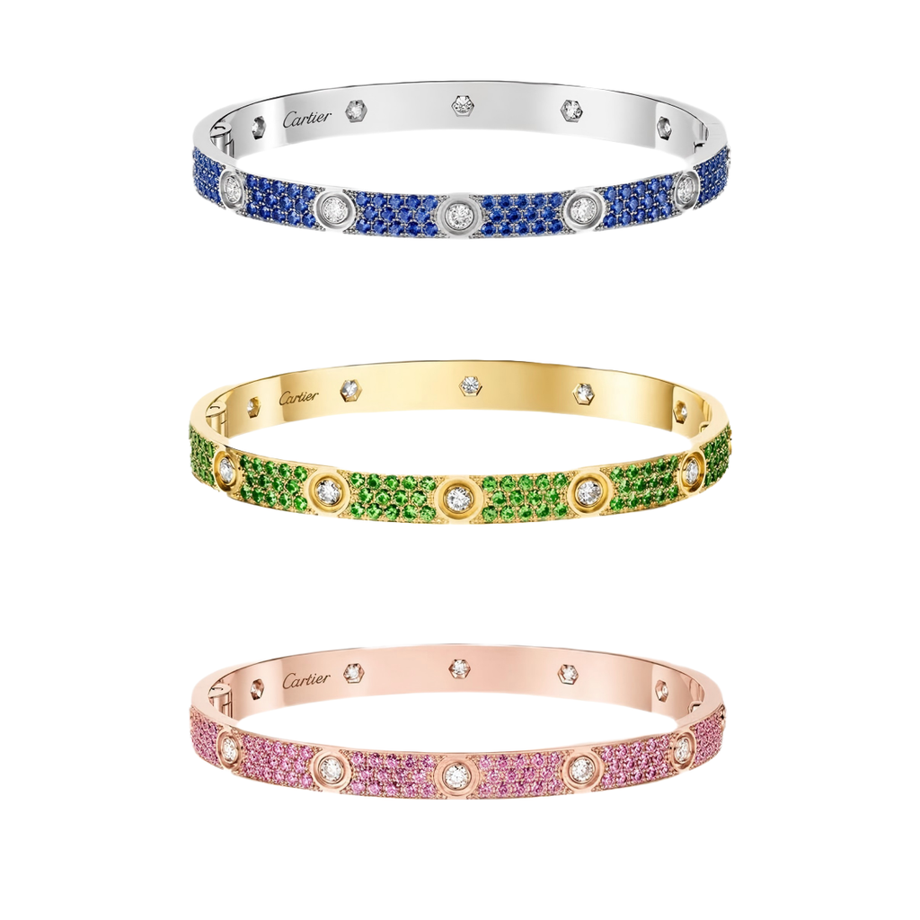 [MIRA] 2026 PAVE GEMSTONE LOVE BRACELET 6.1MM 10 DIAMONDS