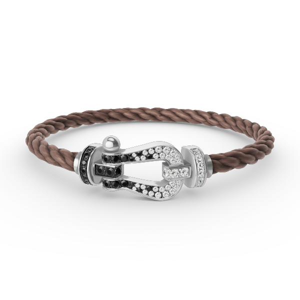[MIRA]FORCE LARGE HORSESHOE BLACK WHITE DIAMOND BRACELET SILVER