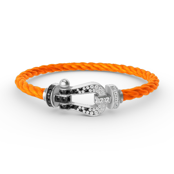 [MIRA]FORCE LARGE HORSESHOE BLACK WHITE DIAMOND BRACELET SILVER