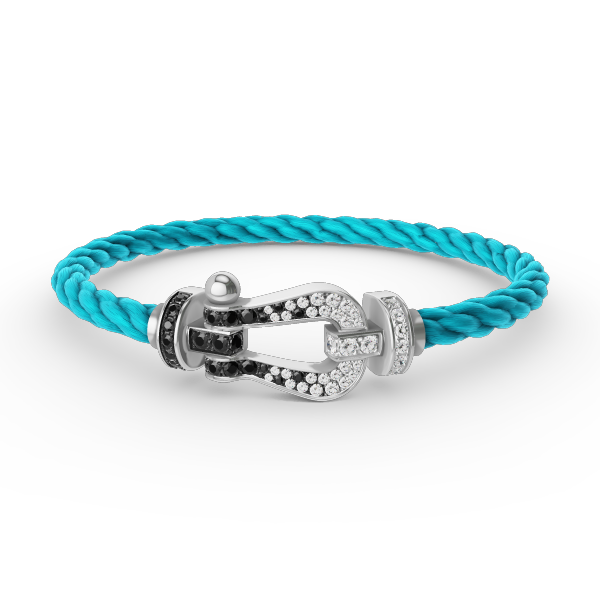 [MIRA]FORCE LARGE HORSESHOE BLACK WHITE DIAMOND BRACELET SILVER