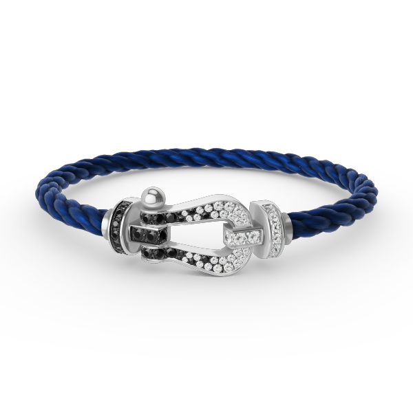 [MIRA]FORCE LARGE HORSESHOE BLACK WHITE DIAMOND BRACELET SILVER