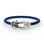 [MIRA]FORCE LARGE HORSESHOE BLACK WHITE DIAMOND BRACELET SILVER