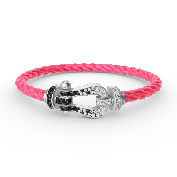 [MIRA]FORCE LARGE HORSESHOE BLACK WHITE DIAMOND BRACELET SILVER
