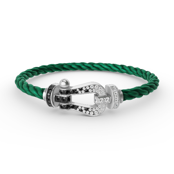 [MIRA]FORCE LARGE HORSESHOE BLACK WHITE DIAMOND BRACELET SILVER
