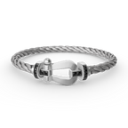 [MIRA]FORCE LARGE HORSESHOE BLACK DIAMOND BRACELET SILVER