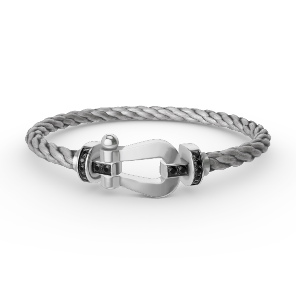 [MIRA]FORCE LARGE HORSESHOE BLACK DIAMOND BRACELET SILVER