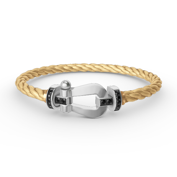 [MIRA]FORCE LARGE HORSESHOE BLACK DIAMOND BRACELET SILVER