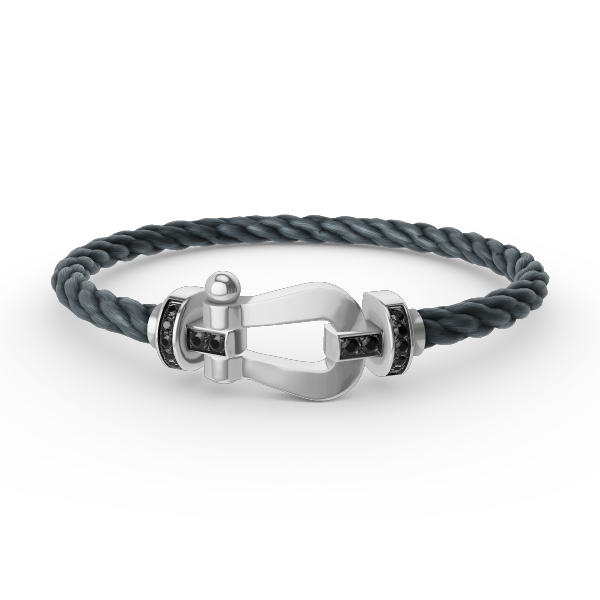 [MIRA]FORCE LARGE HORSESHOE BLACK DIAMOND BRACELET SILVER