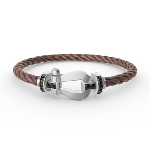 [MIRA]FORCE LARGE HORSESHOE BLACK DIAMOND BRACELET SILVER