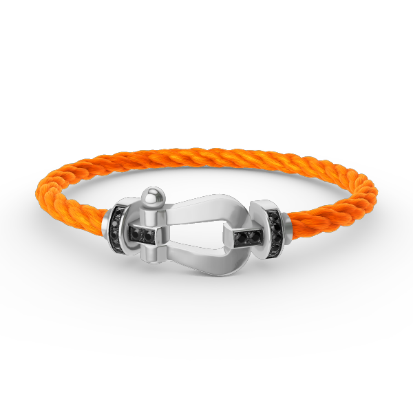 [MIRA]FORCE LARGE HORSESHOE BLACK DIAMOND BRACELET SILVER