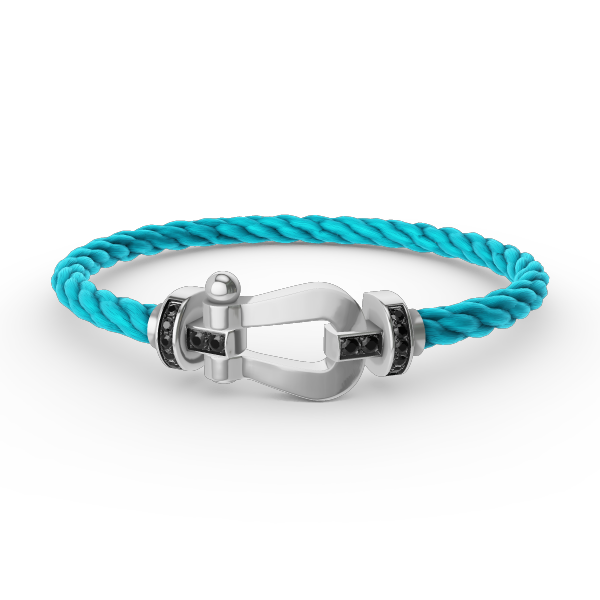 [MIRA]FORCE LARGE HORSESHOE BLACK DIAMOND BRACELET SILVER
