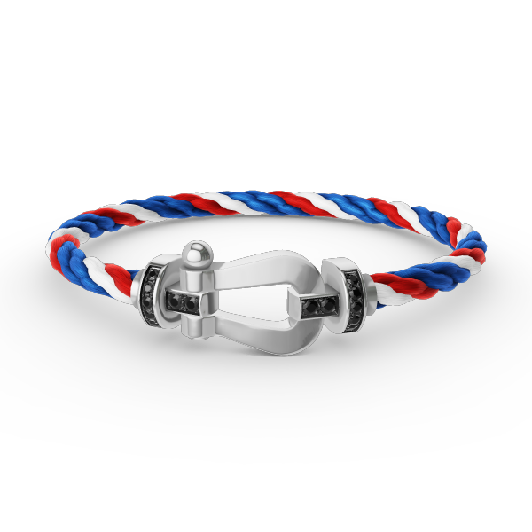 [MIRA]FORCE LARGE HORSESHOE BLACK DIAMOND BRACELET SILVER
