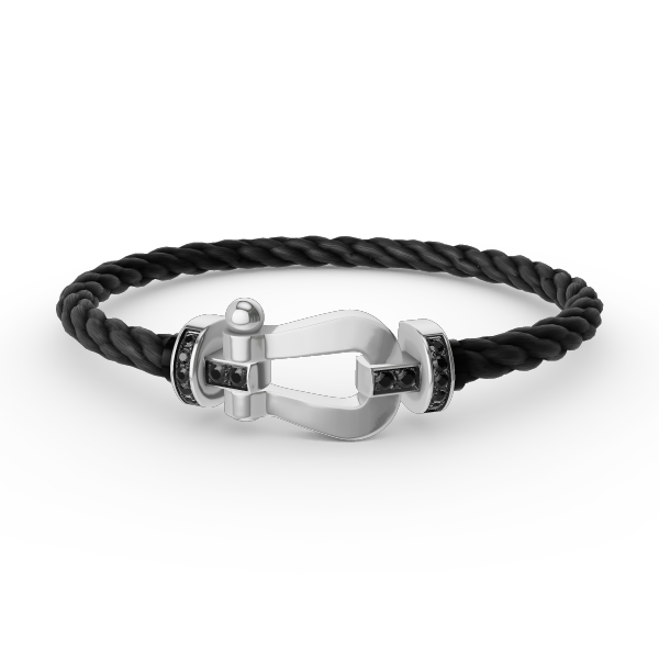 [MIRA]FORCE LARGE HORSESHOE BLACK DIAMOND BRACELET SILVER