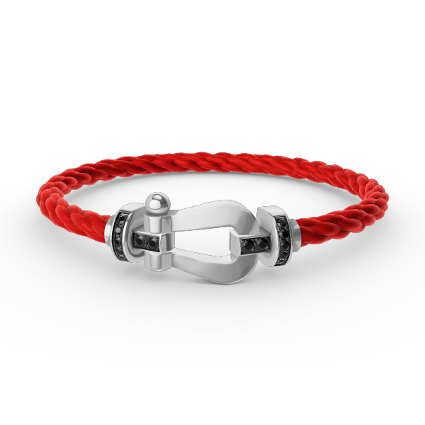 [MIRA]FORCE LARGE HORSESHOE BLACK DIAMOND BRACELET SILVER