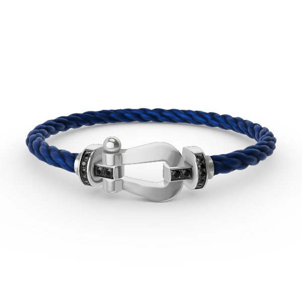 [MIRA]FORCE LARGE HORSESHOE BLACK DIAMOND BRACELET SILVER