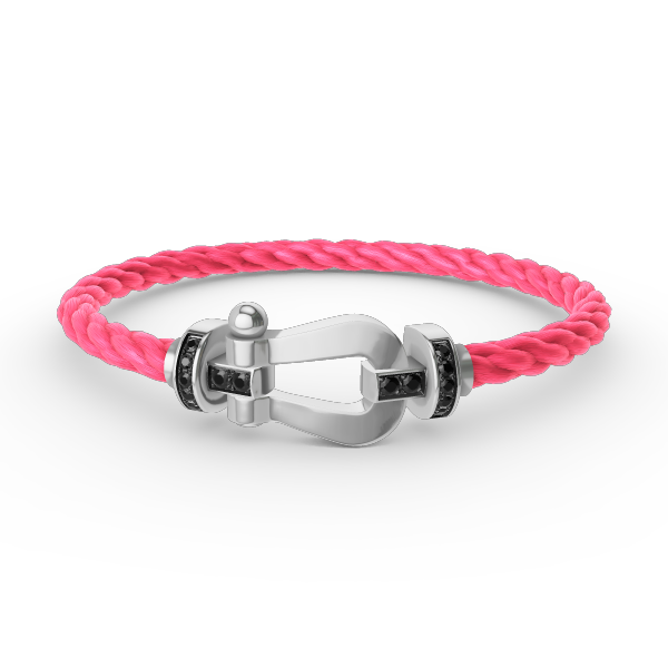 [MIRA]FORCE LARGE HORSESHOE BLACK DIAMOND BRACELET SILVER