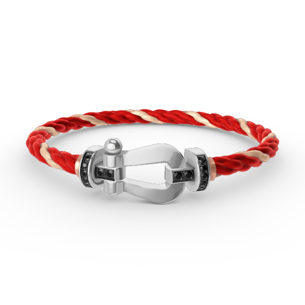 [MIRA]FORCE LARGE HORSESHOE BLACK DIAMOND BRACELET SILVER