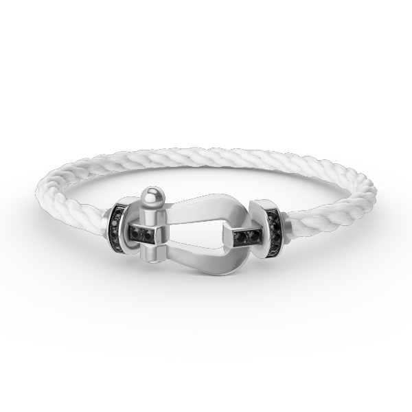 [MIRA]FORCE LARGE HORSESHOE BLACK DIAMOND BRACELET SILVER