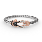[MIRA]FORCE LARGE HORSESHOE BLACK WHITE DIAMOND BRACELET ROSE GOLD