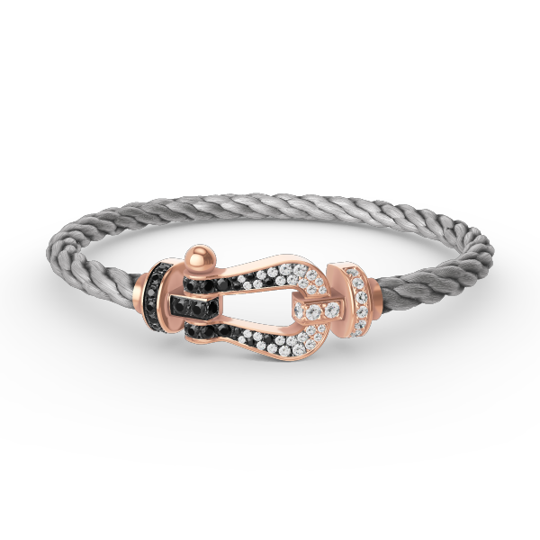 [MIRA]FORCE LARGE HORSESHOE BLACK WHITE DIAMOND BRACELET ROSE GOLD