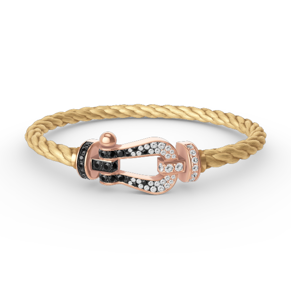 [MIRA]FORCE LARGE HORSESHOE BLACK WHITE DIAMOND BRACELET ROSE GOLD