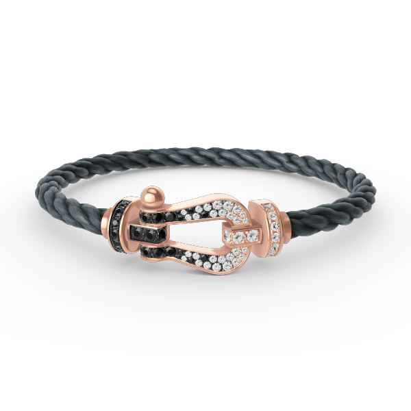 [MIRA]FORCE LARGE HORSESHOE BLACK WHITE DIAMOND BRACELET ROSE GOLD