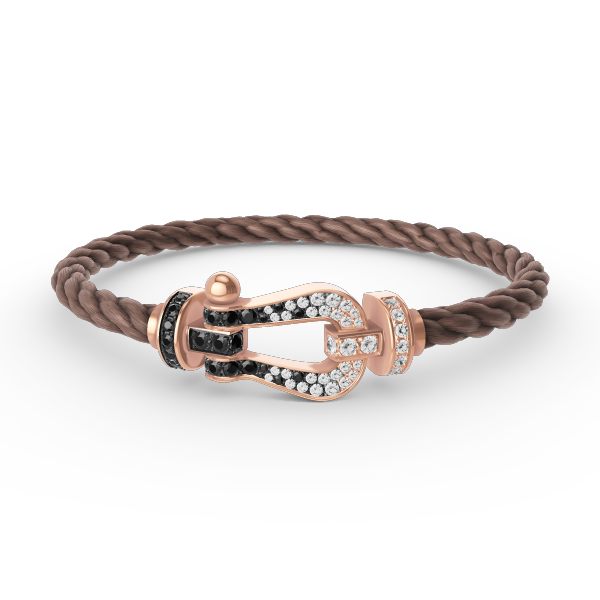 [MIRA]FORCE LARGE HORSESHOE BLACK WHITE DIAMOND BRACELET ROSE GOLD