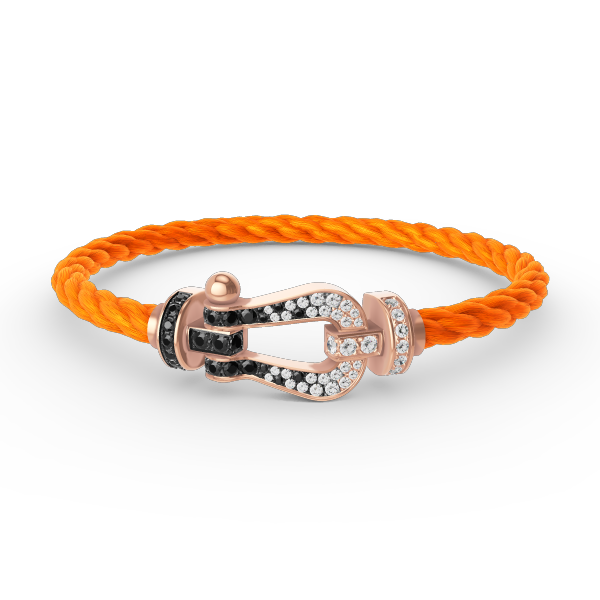 [MIRA]FORCE LARGE HORSESHOE BLACK WHITE DIAMOND BRACELET ROSE GOLD