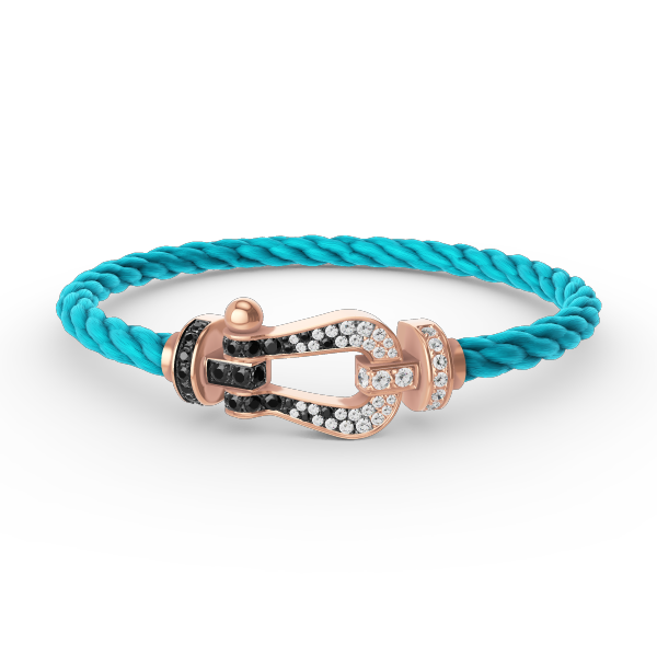 [MIRA]FORCE LARGE HORSESHOE BLACK WHITE DIAMOND BRACELET ROSE GOLD