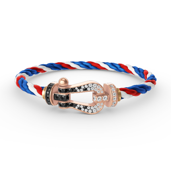 [MIRA]FORCE LARGE HORSESHOE BLACK WHITE DIAMOND BRACELET ROSE GOLD