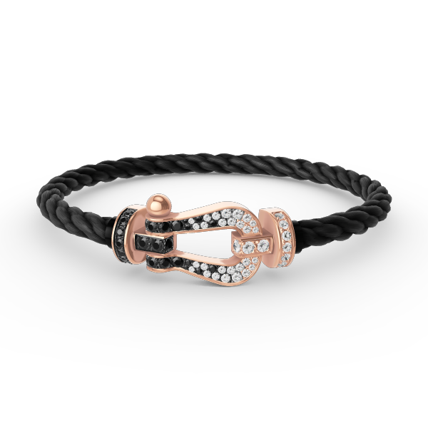 [MIRA]FORCE LARGE HORSESHOE BLACK WHITE DIAMOND BRACELET ROSE GOLD