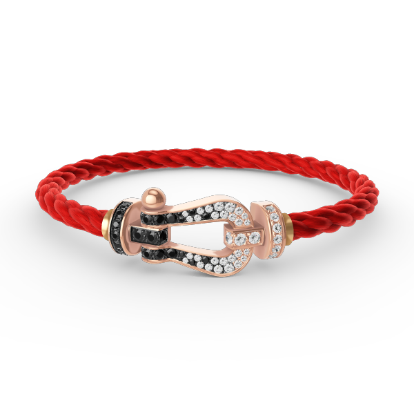 [MIRA]FORCE LARGE HORSESHOE BLACK WHITE DIAMOND BRACELET ROSE GOLD