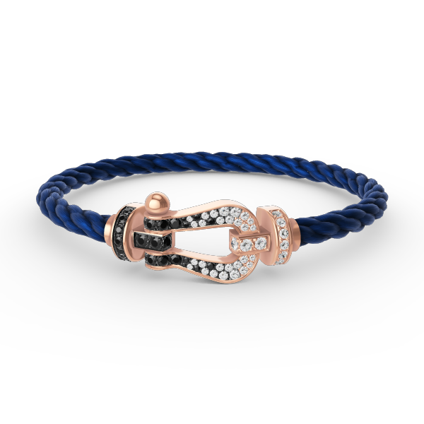 [MIRA]FORCE LARGE HORSESHOE BLACK WHITE DIAMOND BRACELET ROSE GOLD