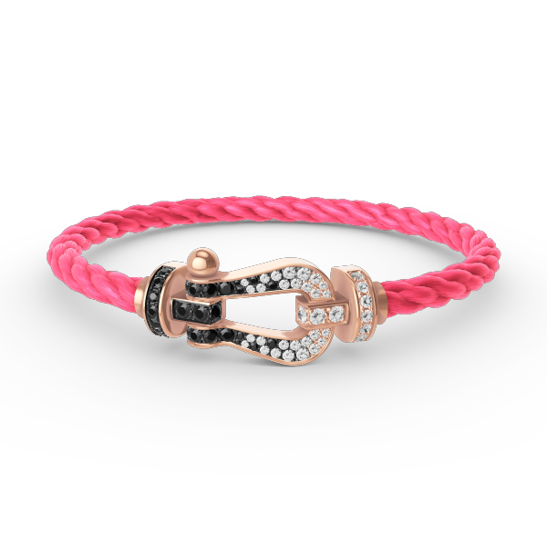 [MIRA]FORCE LARGE HORSESHOE BLACK WHITE DIAMOND BRACELET ROSE GOLD
