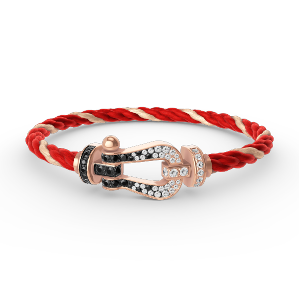 [MIRA]FORCE LARGE HORSESHOE BLACK WHITE DIAMOND BRACELET ROSE GOLD