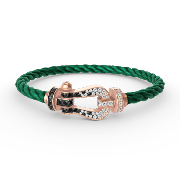 [MIRA]FORCE LARGE HORSESHOE BLACK WHITE DIAMOND BRACELET ROSE GOLD