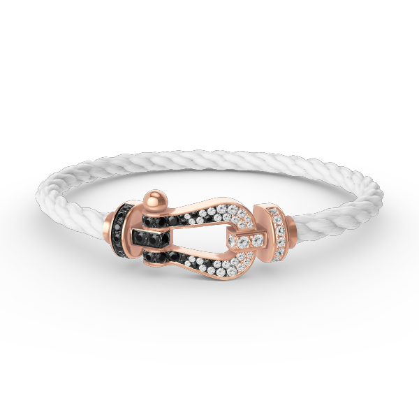 [MIRA]FORCE LARGE HORSESHOE BLACK WHITE DIAMOND BRACELET ROSE GOLD