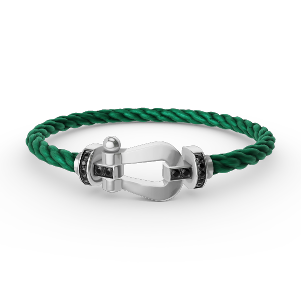 [MIRA]FORCE LARGE HORSESHOE BLACK DIAMOND BRACELET SILVER