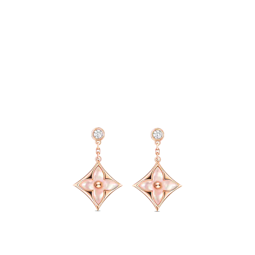 [MIRA]DOUBLE STAR PINK GOLD MOP DROP EARRINGS