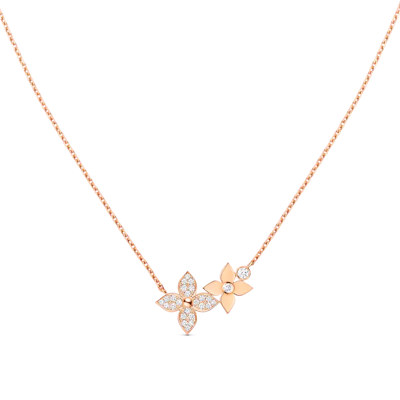 [MIRA]STAR BLOSSOM NECKLACE PINK GOLD DIAMONDS