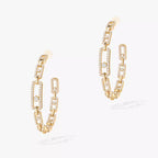 [[MIRA]Move Link Diamond Hoop Earrings