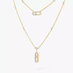 [MIRA] 2 Rows Rose Gold Diamond Pave_ Necklace Move Uno