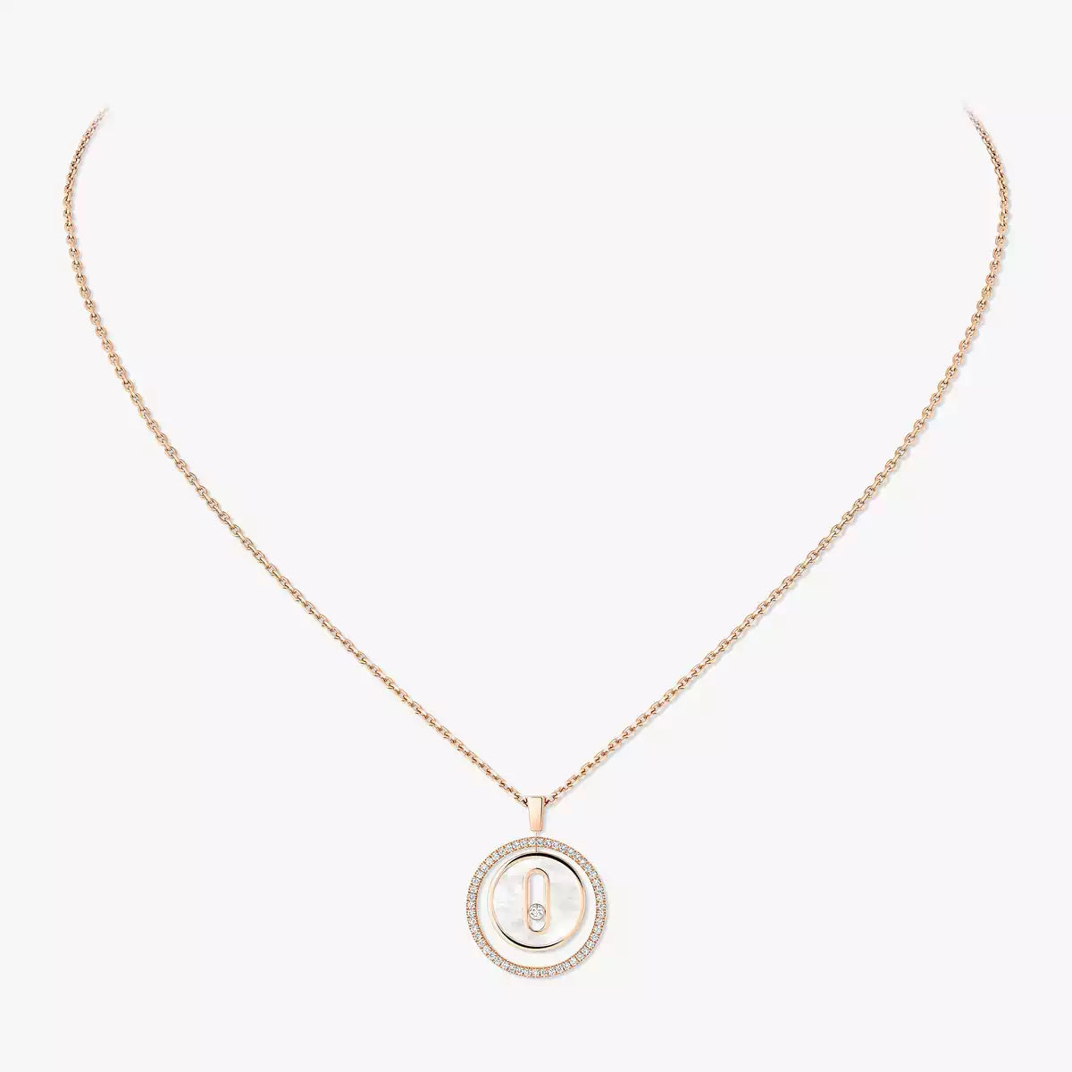 [MIRA]Lucky Move Diamond Necklace in Rose Gold and White Mother-of-Pearl