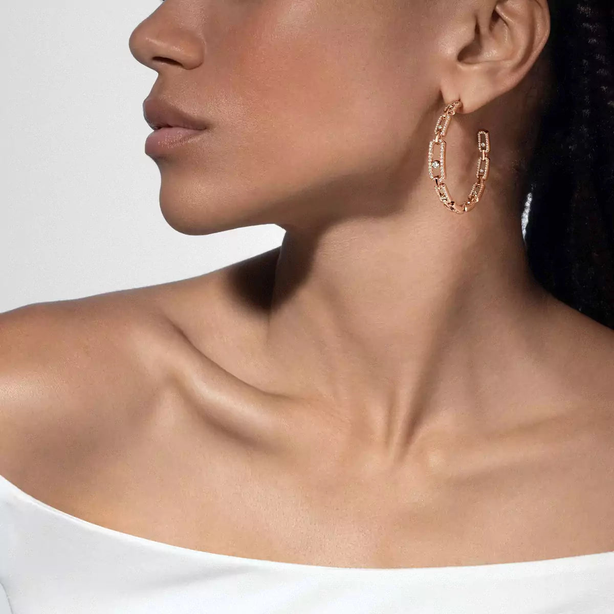 [[MIRA]Move Link Diamond Hoop Earrings