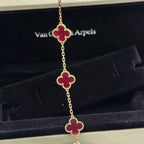 [MIRA] NEW CLOVER 5 MOTIFS PINK ENAMEL BRACELET