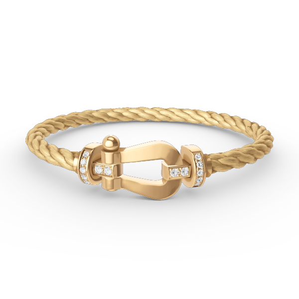 [MIRA]FORCE LARGE HORSESHOE HALF DIAMOND BRACELET GOLD