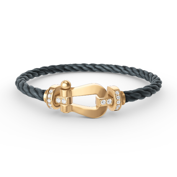 [MIRA]FORCE LARGE HORSESHOE HALF DIAMOND BRACELET GOLD